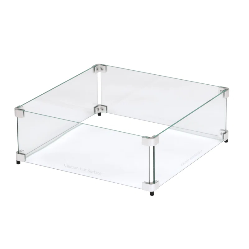 Celestial Fire Glass Square Fire Pit Wind Guard