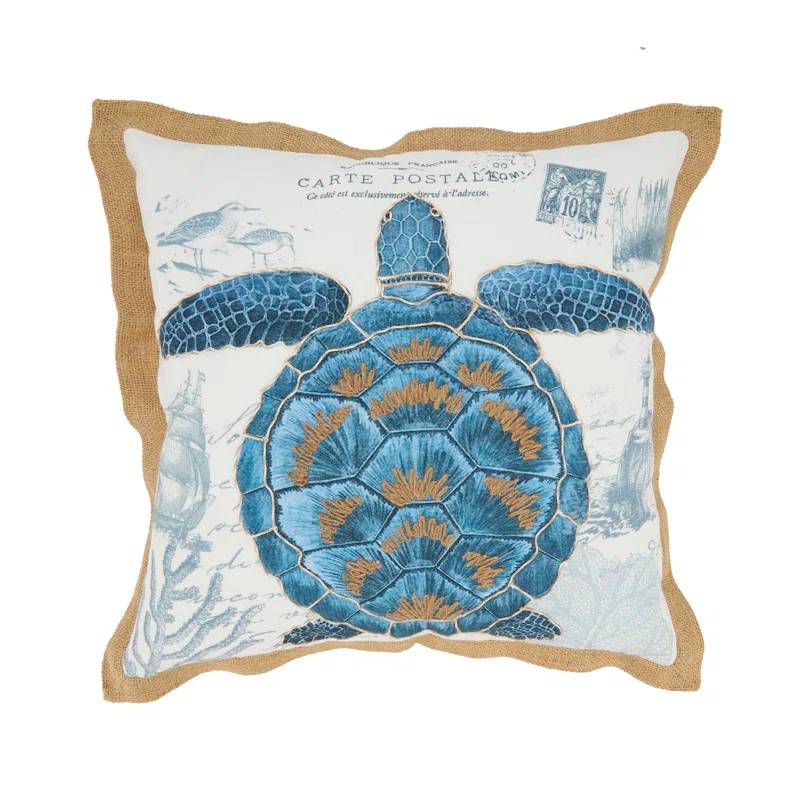 Saro Coastal Outdoor Turtle Pillow