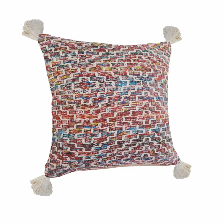 ZeaZu 20" X 20" Red Green Blue Yellow And Orange Polyester Geometric Zippered Pillow