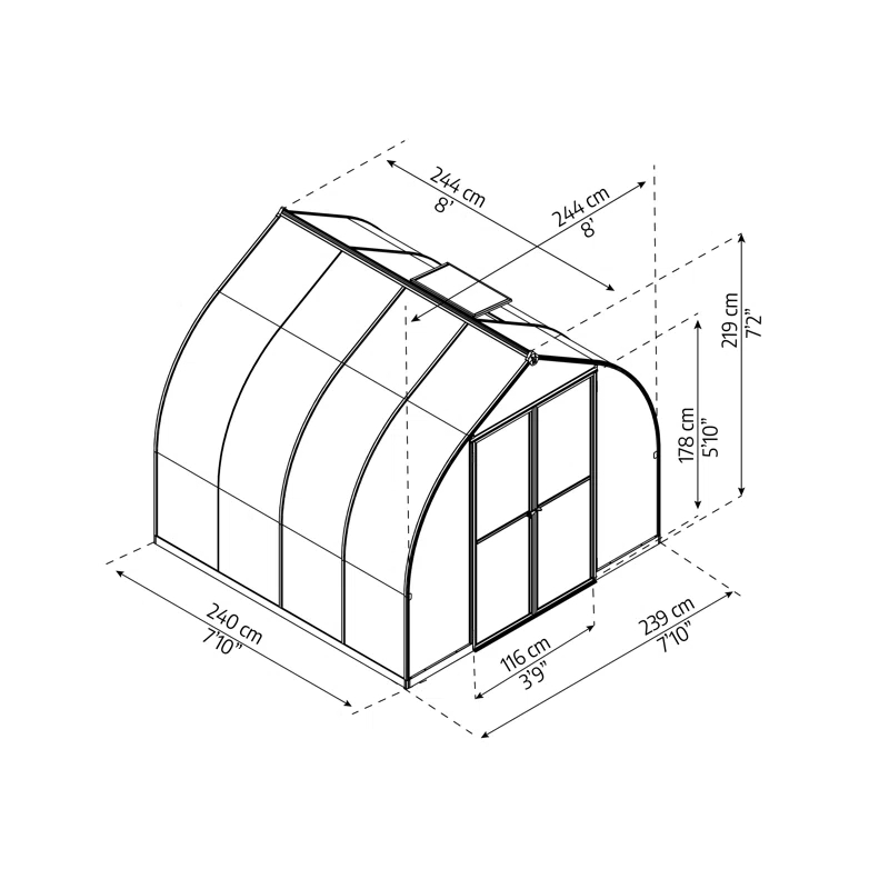 Palram - Canopia Bella 8 ft W Greenhouse