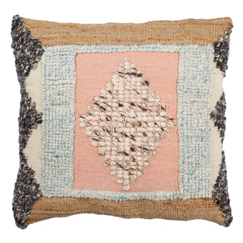 Embroidered Wool Throw Pillow