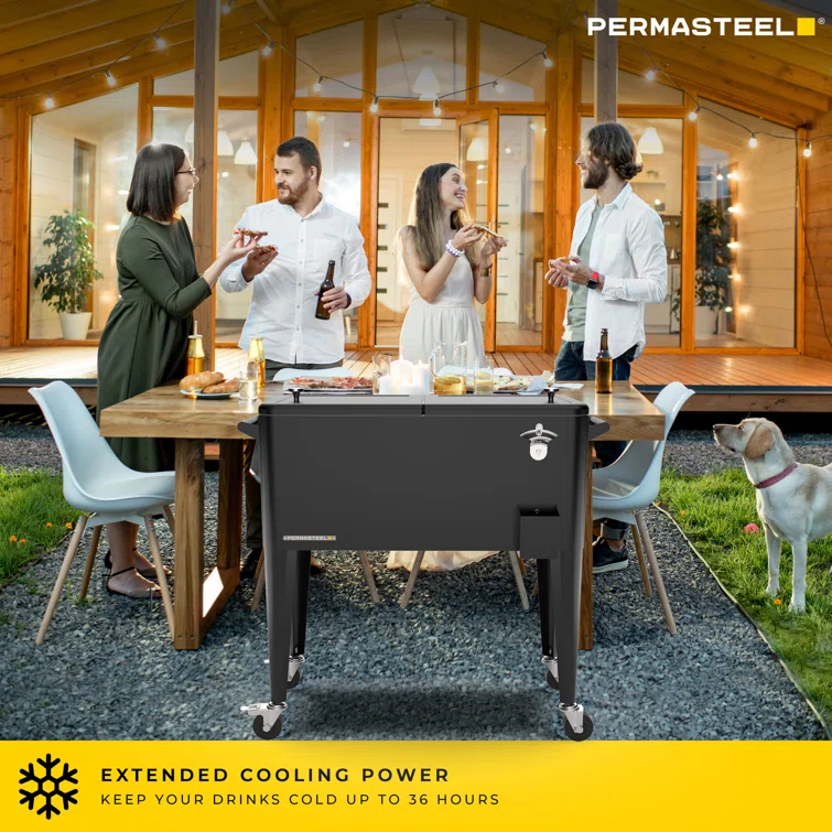 Permasteel 80-Qt Classic Outdoor Patio Cooler On Wheels