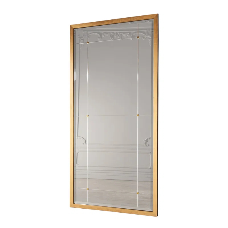 Global Views Beaumont Floor Mirror-Gold Leaf