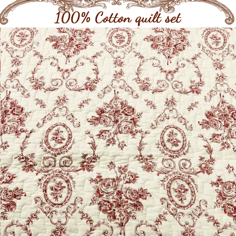 Cozy Line Home Fashion French Medallion Farmhouse / Country Cotton Medallion Quilt Set