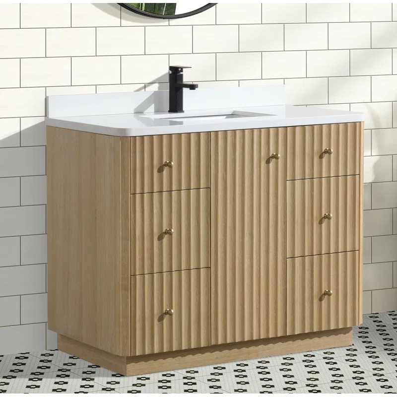 Ari Kitchen & Bath La Jolla 42'' Single Bathroom Vanity With Engineered Stone Top