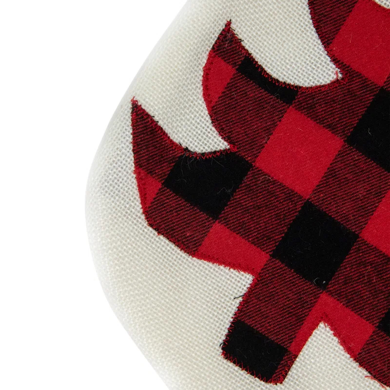 Northlight Seasonal 20" Cream White Red and Black Buffalo Plaid Tree Christmas Stocking