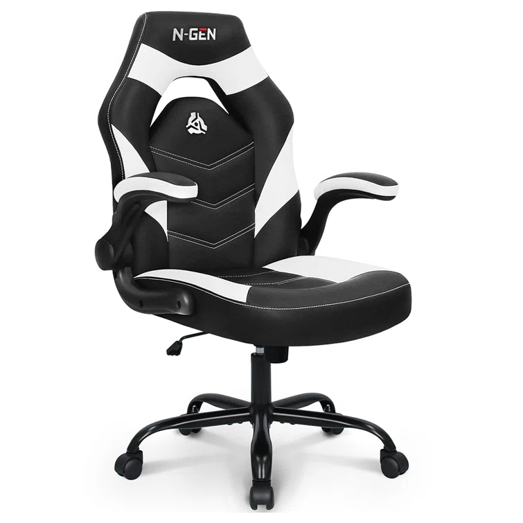 Neo Chair N-GEN Adjustable Ergonomic Faux Leather Swiveling PC & Racing Game Office Desk Chair with Flip-Up Arms