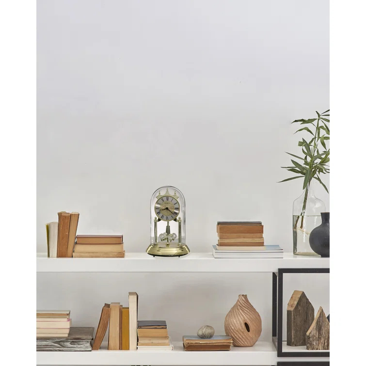 Howard Miller® Christina Glam Roman Numeral Quartz Movement / Crystal Tabletop Clock in Polished Brass