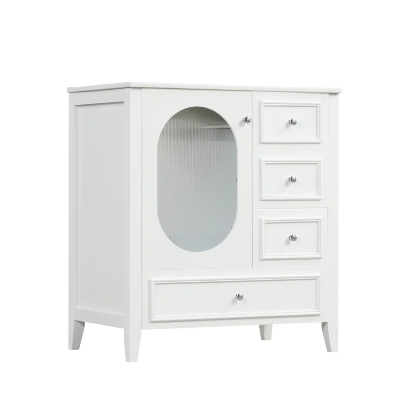 Tryimagine 30" Bathroom Vanity With Sink, Bathroom Vanity Cabinet With Three Drawers And Door, Solid Wood And MDF