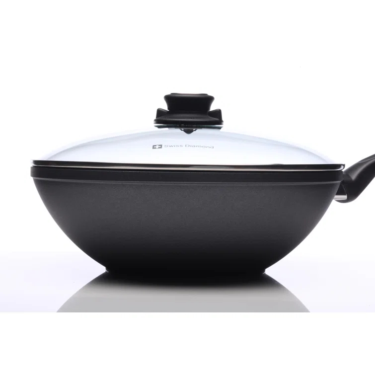 Swiss Diamond 11" Non Stick Aluminum Induction Wok with Lid