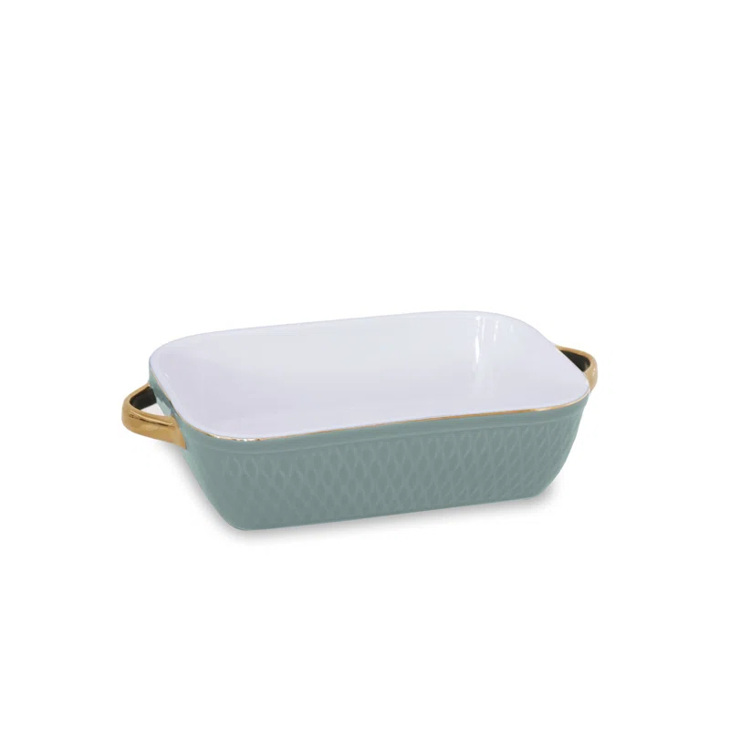 Beatriz Ball CERAMIC Small Rectangular Baker With Gold Handles