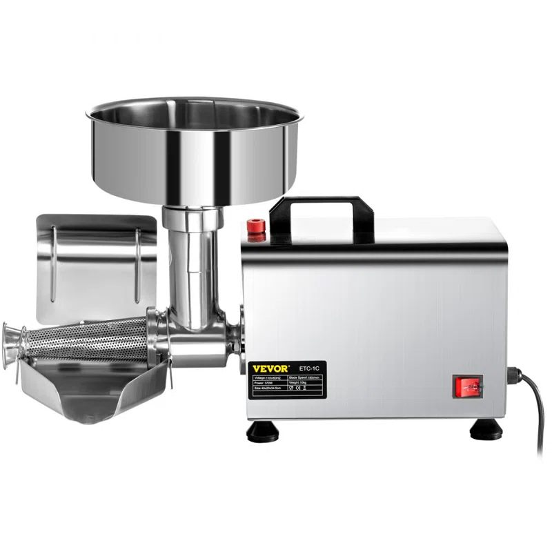 Stellweilan Tessberg 110V Electric Tomato Strainer 370W Commercial Grade Tomato Milling Machine Stainless Steel Tomato Press and Strainer 90-160 Kg/H Pure Copper Motor Food Strainer and Sauce Maker