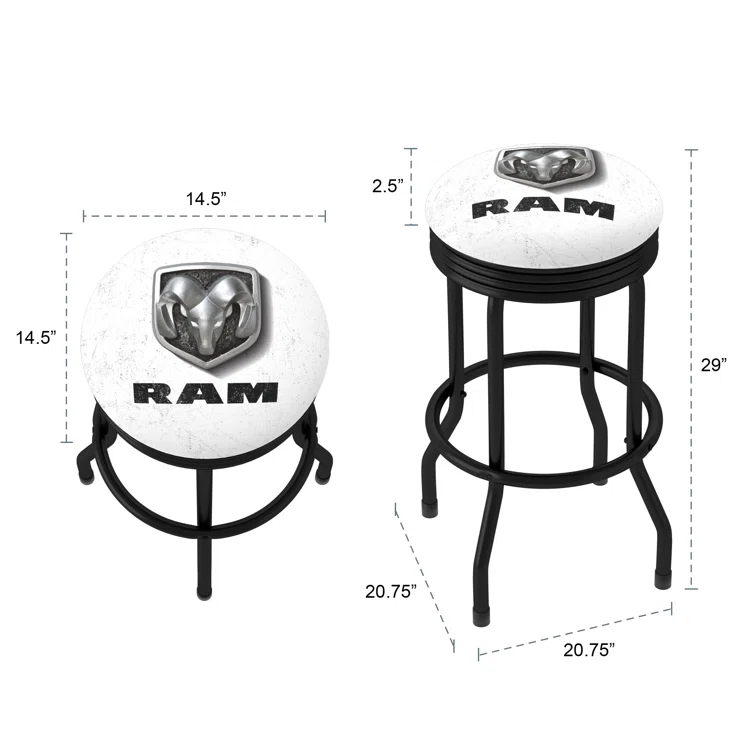 Trademark Global Swivel Upholstered Counter Stool with Metal Frame