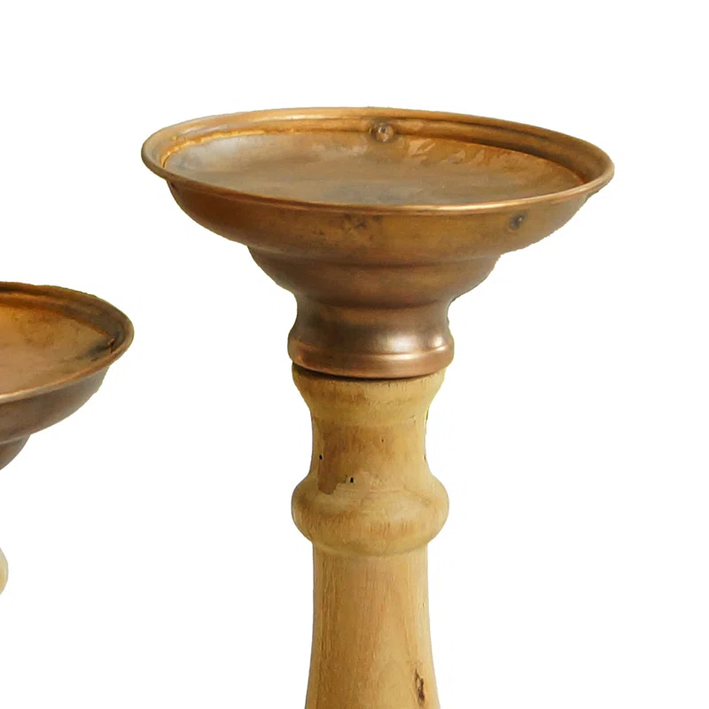 American Mercantile 4.5'' H Wood Tabletop Candlestick