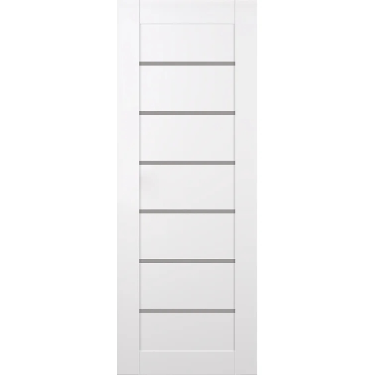 Belldinni Alba Solid Manufactured Wood and Glass Paneled Wood Finish Standard Door Slab