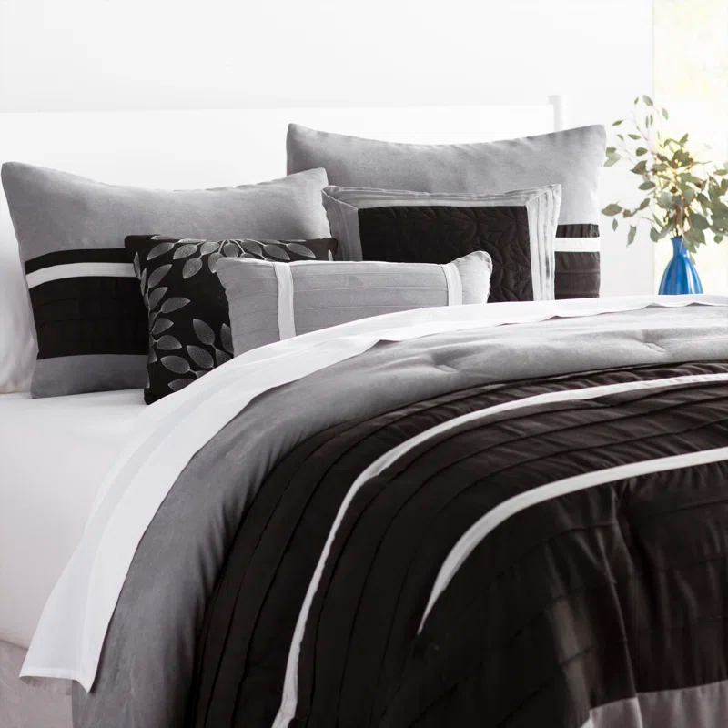 Madison Park Palmer 7 PC Pieced Faux Suede Comforter Set