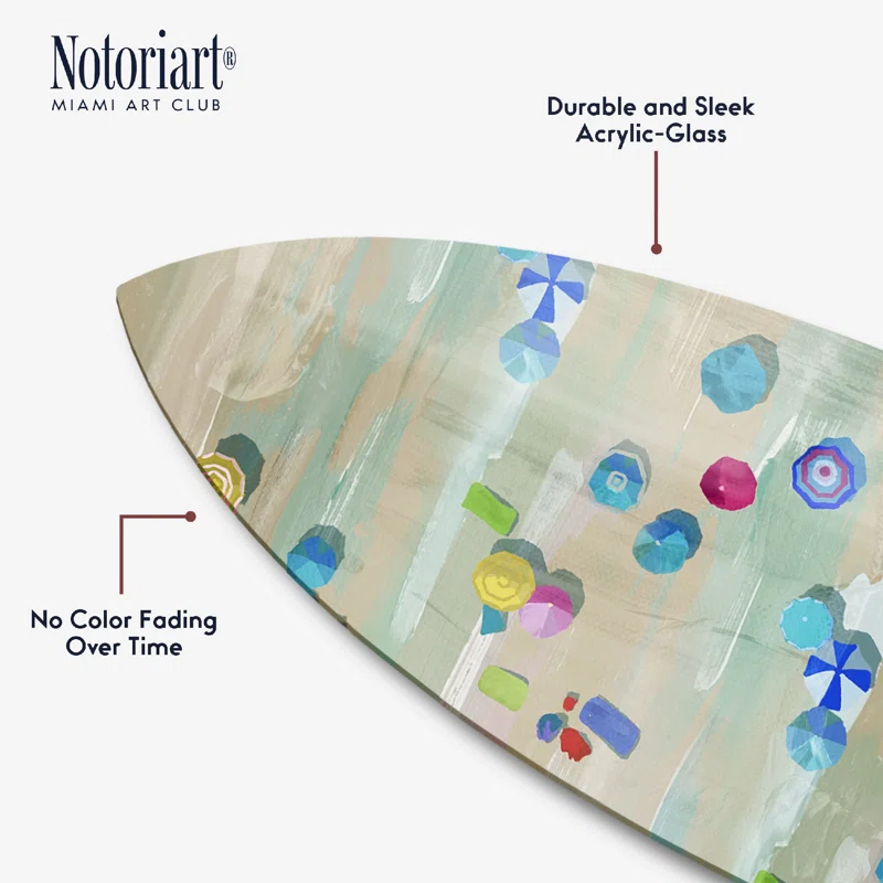 Notori Art Luxury Beach Surfboard Acrylic Coastal Wall Art by Notoriart