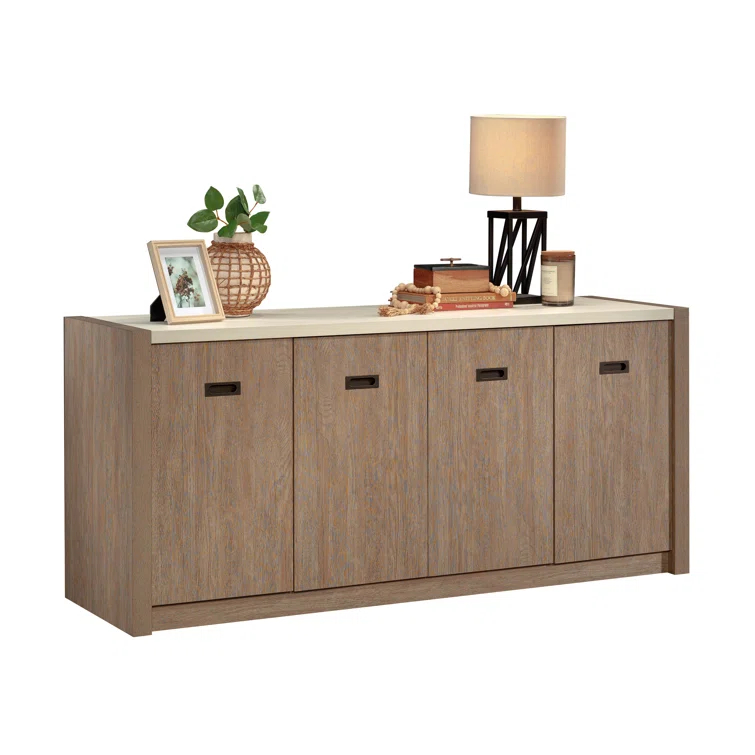 Inbox Zero Eraclio 65.984'' Wide 2 - Shelf Credenza with Cable Management