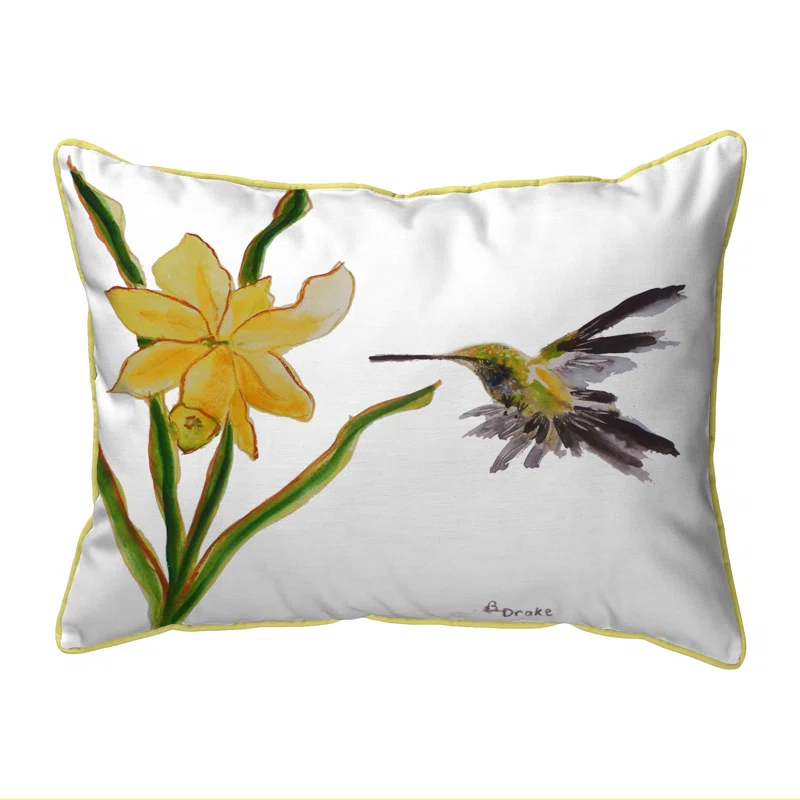 Betsy Drake Interiors Hummingbird Indoor/Outdoor Throw Pillow