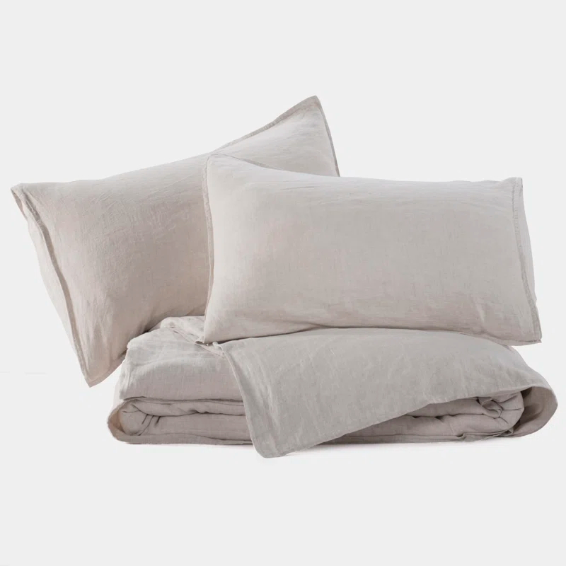 MeadowPark Stone Washed French Linen Reversible Duvet Cover Set