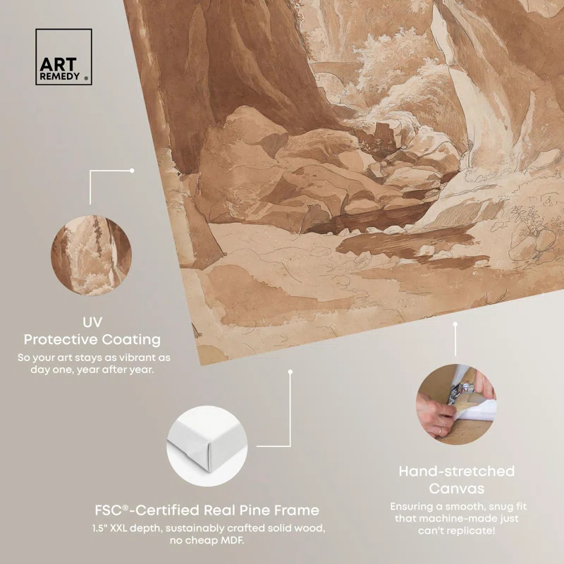 Art Remedy Cliffs Overhanging a River Canvas Vintage Landscape Art by Art Remedy