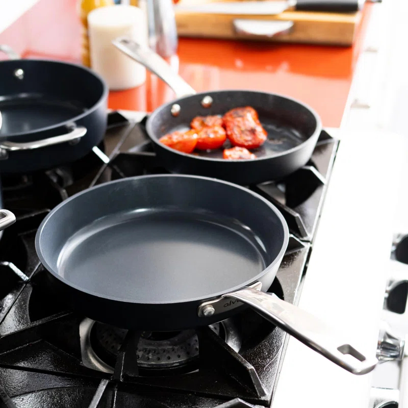 Alva Alva Maestro 3-Piece Ceramic Nonstick Frying Pan Set - PFAS/PFOA/PTFE-Free Skillet Cookware, Induction & All Stovetop Compatible, Oven Safe with Stay-Cool Handles Cooking Set