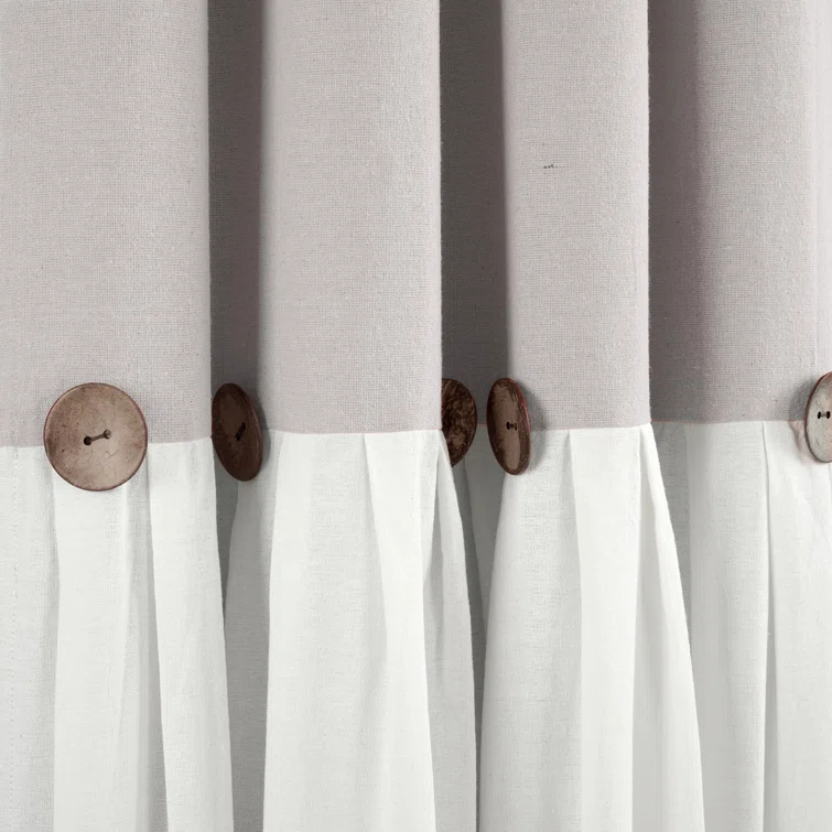 Lush Decor Linen Button Cotton Blend Blackout Curtain Single Panel