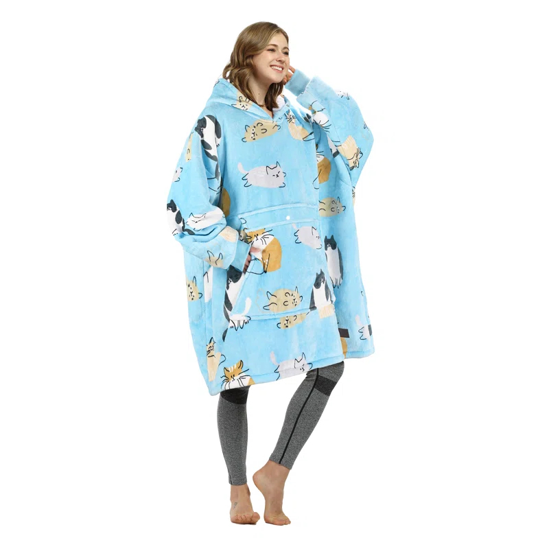 Catalonia Catalonia Oversized Hoodie Blanket Sweatshirt, Wearable Fleece Giant Pullover for Men Women