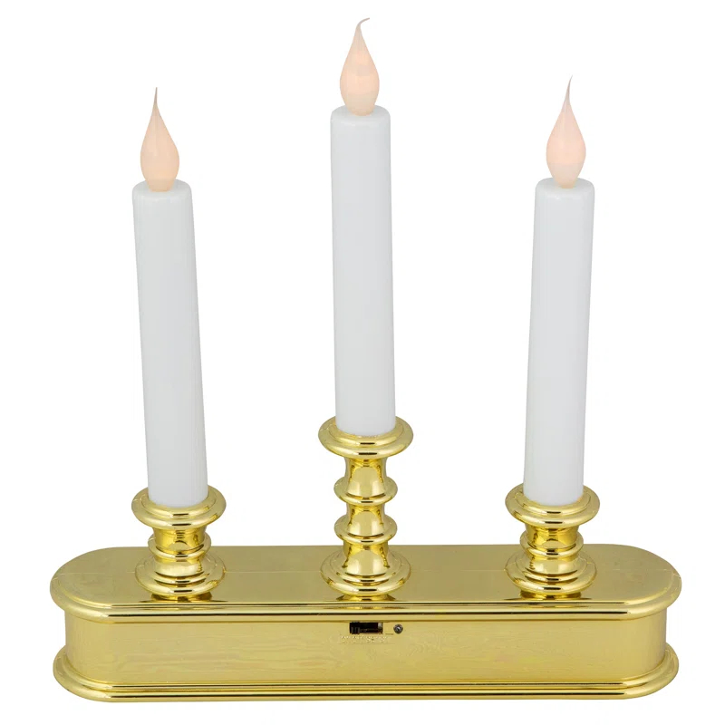 Northlight Seasonal 10" Pre-Lit LED White Lighted 3ct Candolier Christmas Candle Lamp | Wayfair