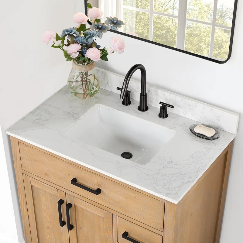 Ceres 37" Engineered Stone Single Bathroom Vanity Top with Sink