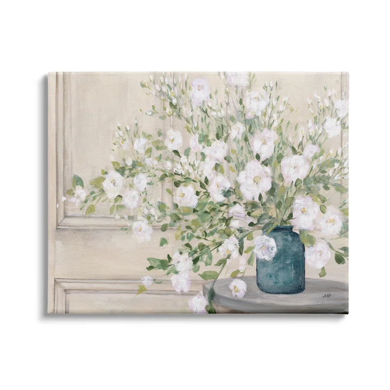 Stupell Industries " Geranium Tabletop Country Still Life Painting Blooming Flowers " Painting Print