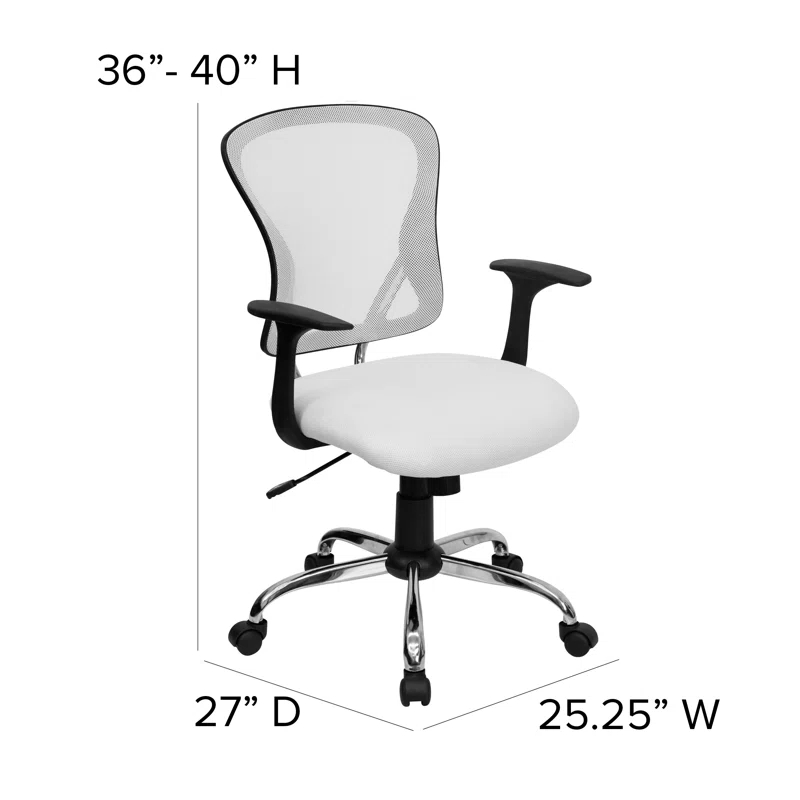 Flash Furniture Mid-Back Mesh Swivel Task Office Chair with Chrome Base and Arms