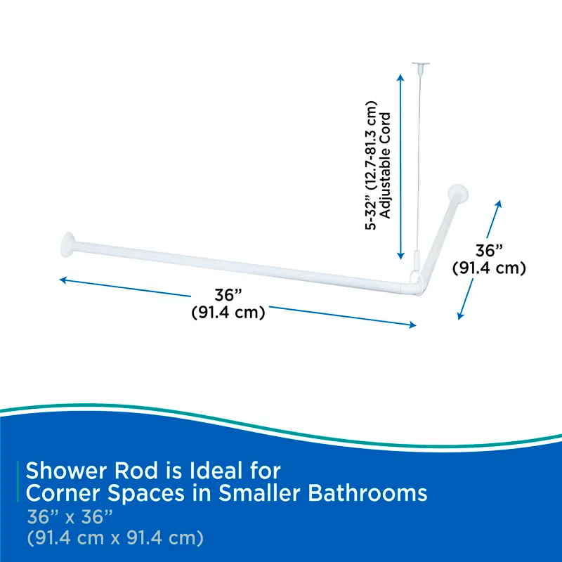 Kenney Twist & Fit 36" x 36" Fixed Corner Shower Curtain Rod