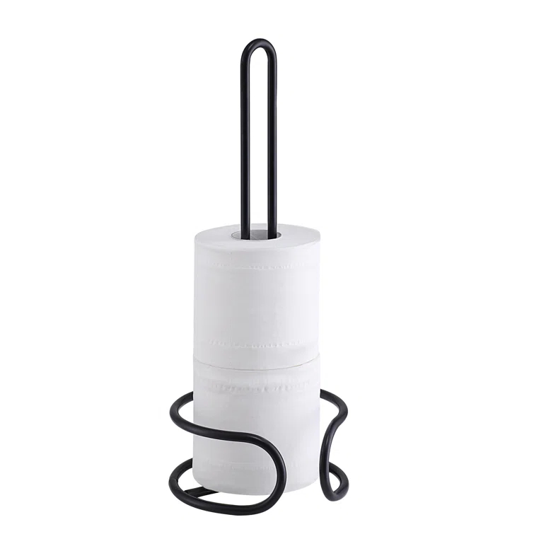 SunnyPoint Heavy Wire Gauge Spare Bathroom Toilet Tissue Paper Roll Holder Storage Stand WF-LY-WC-01BLK