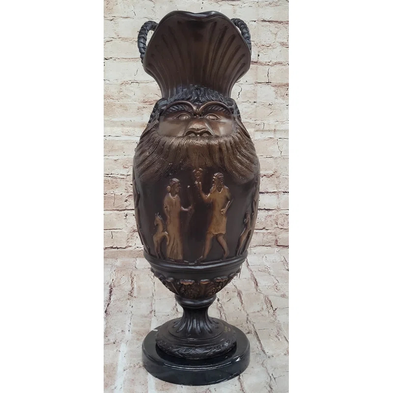 Bungalow Rose Winshell Hot Cast Bronze Ancient Cultural Middle Eastern Decorative Urn Sculpture Signed Art