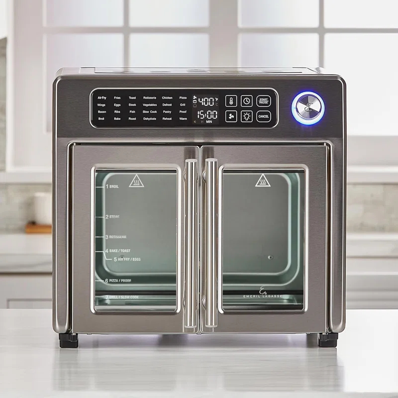 Emeril Lagasse Extra Large French Door Air Fryer Toaster Oven Combo, 25 Cooking Functions and Digital Controls, 7 Accessories Included, Stainless Steel Finish, 26QT Capacity & Reviews | Wayfair