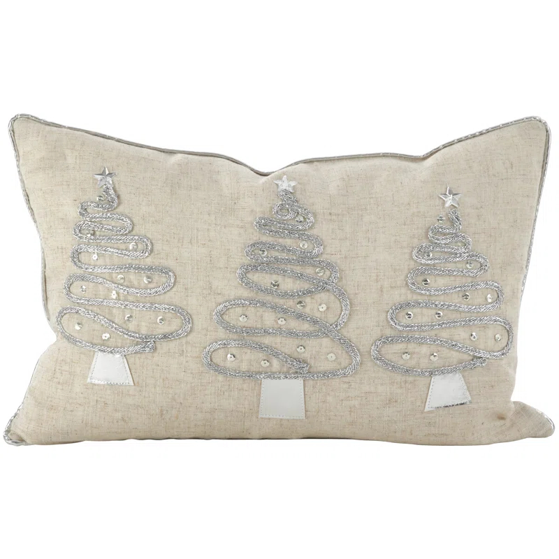 Saro Holiday Tree Design Sequined Throw Pillow