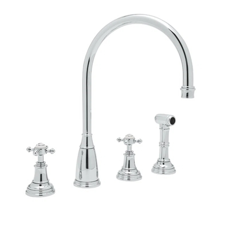 Perrin & Rowe U.4735X-APC-2 Georgian Era Two Handle Kitchen Faucet With Side Spray