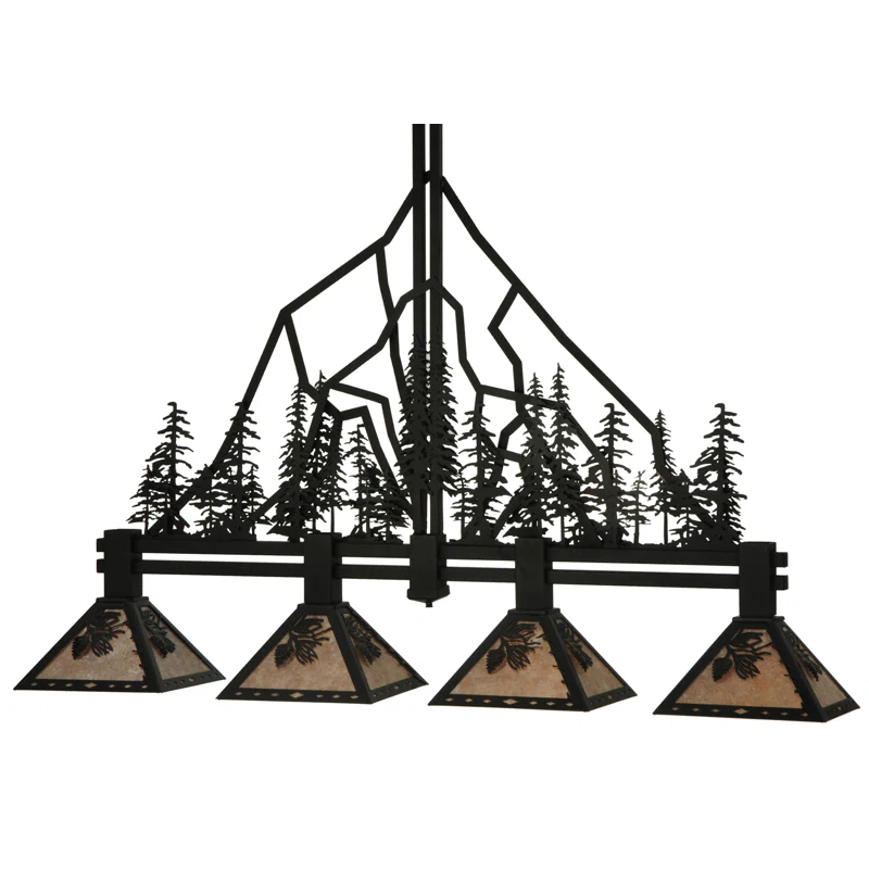 Meyda Lighting Rustic Lodge 4 - Light Black Kitchen Island Pendant