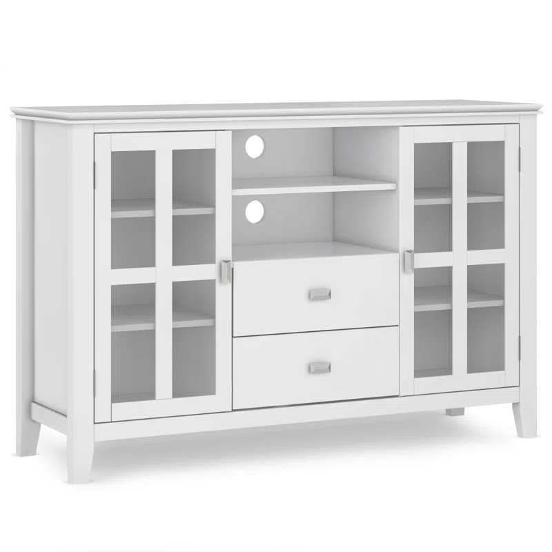 Simpli Home Artisan 53"W Solid Wood Contemporary Tall TV Stand for TVs up to 60" with Adjustable Shelves