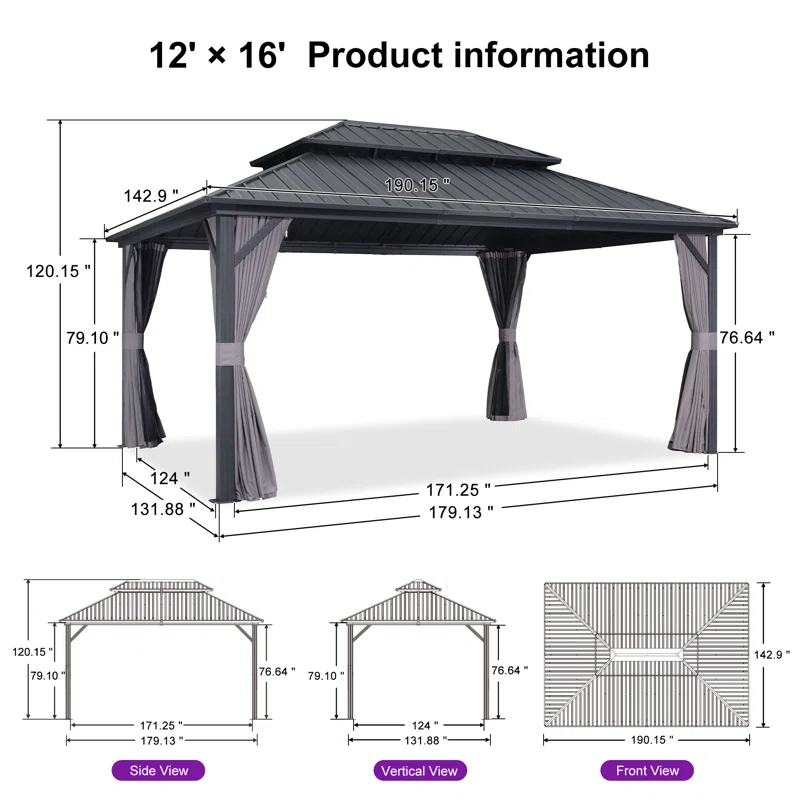 Purple Leaf Aluminum Patio Gazebo
