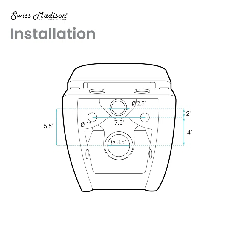 Swiss Madison SM-WT0901GW Ivy Wall-Hung Toilet Bundle 0.8/1.6 GPF Dual Flush With Flush Plate