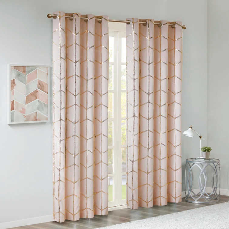 Intelligent Design Raina Geometric Total Blackout Grommet Single Curtain Panel