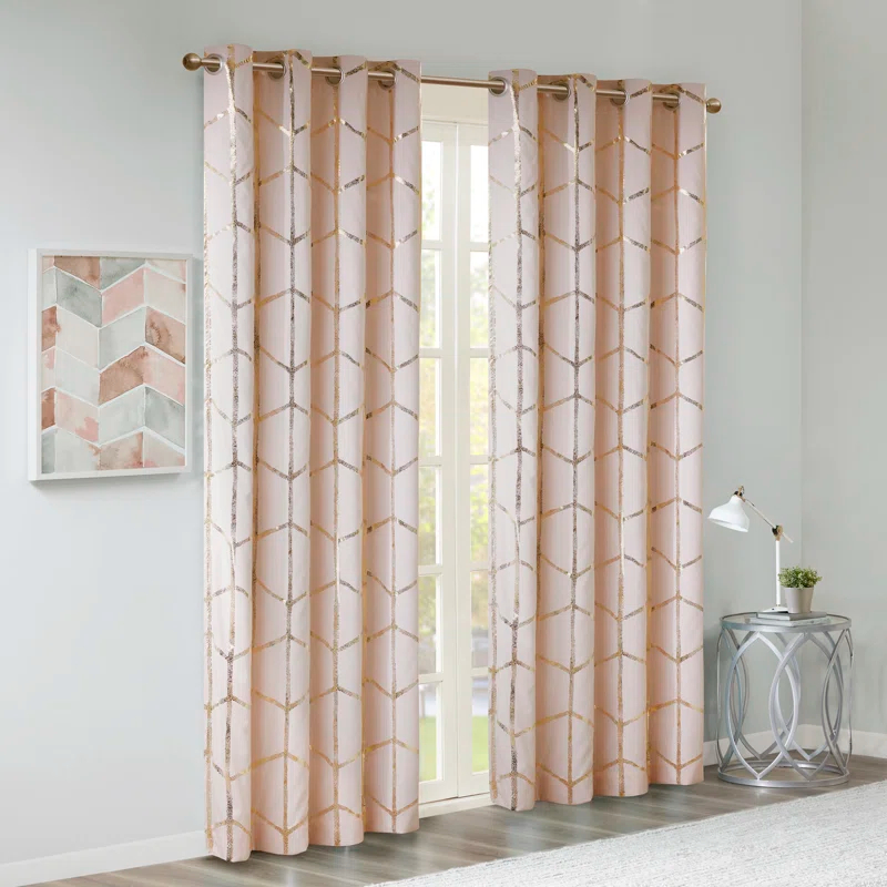 Intelligent Design Raina Geometric Total Blackout Grommet Single Curtain Panel