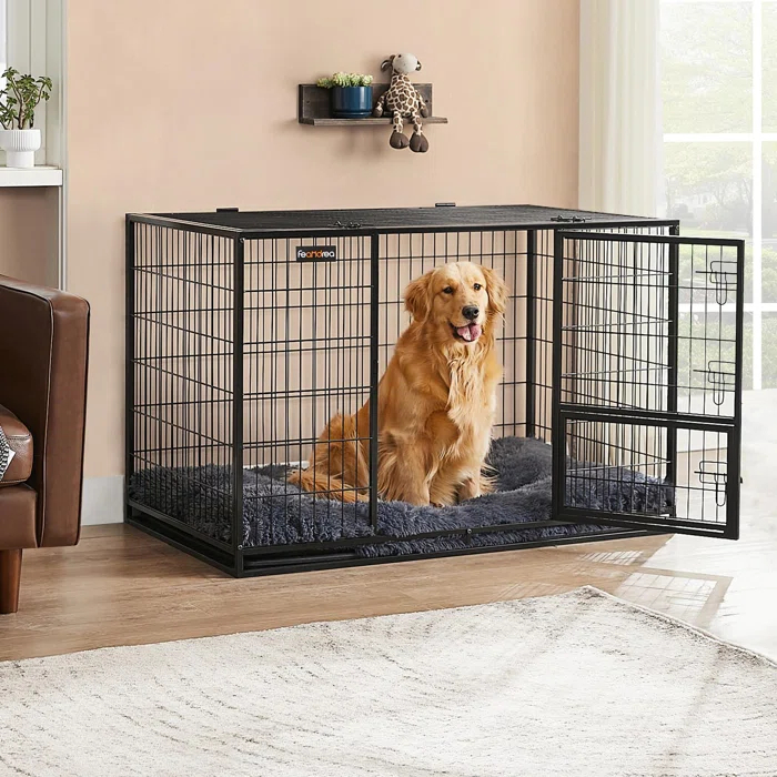 FEANDREA Heavy-Duty Dog Crate with Removable Tray
