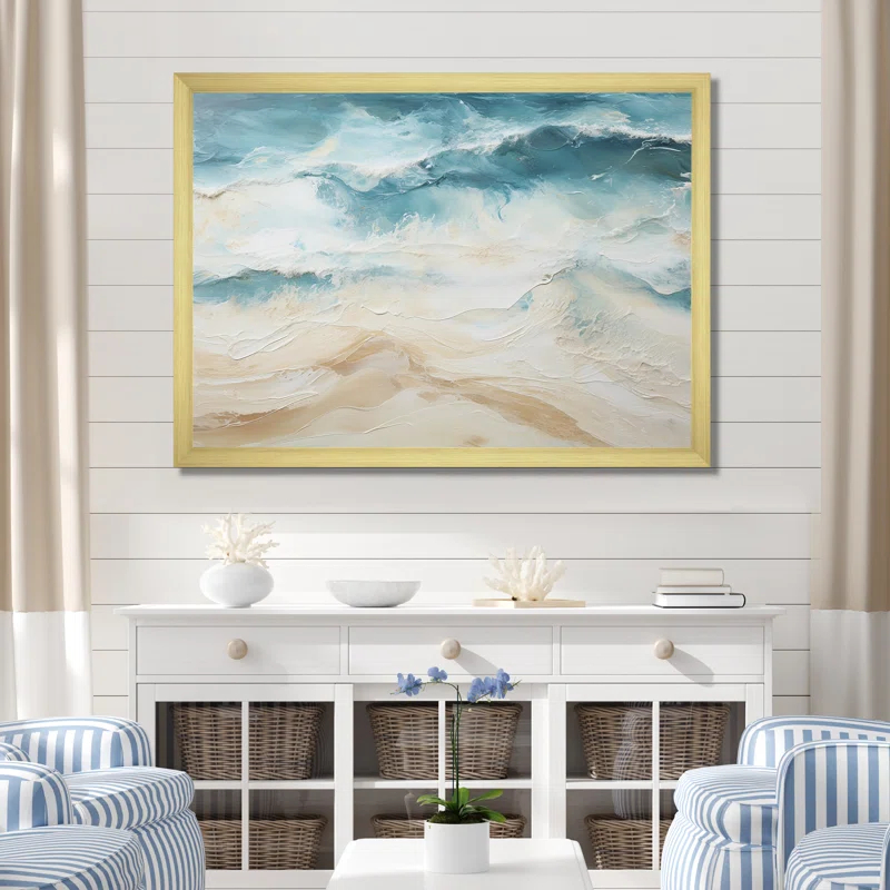 Design Art " Modern Coastal Beige And Blue Beach I "