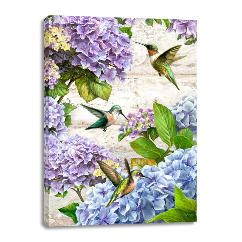 Ophelia & Co. Hummingbirds and Hydrangeas Canvas Wall Art