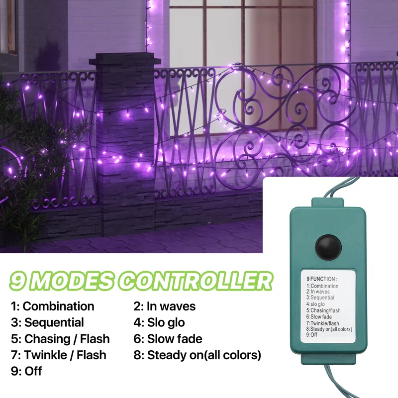 516" Halloween & Christmas Decorative 100-Bulb LED String Lights, Outdoor Waterproof, Reusable