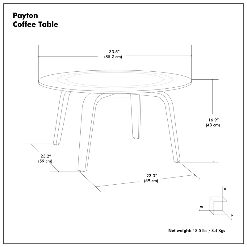 Simpli Home Payton 34"W Solid Wood Contemporary Round Coffee Table with Wide, Slightly Raised Edge