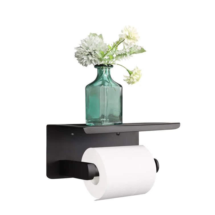 Latitude Run® Stainless Steel Toilet Paper Holder With Phone Shelf - Stylish, Rustproof & Easy Installation